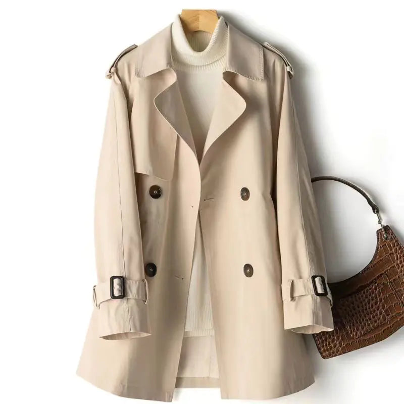Versatile Mid-Length Waist Wrap Coat for Women