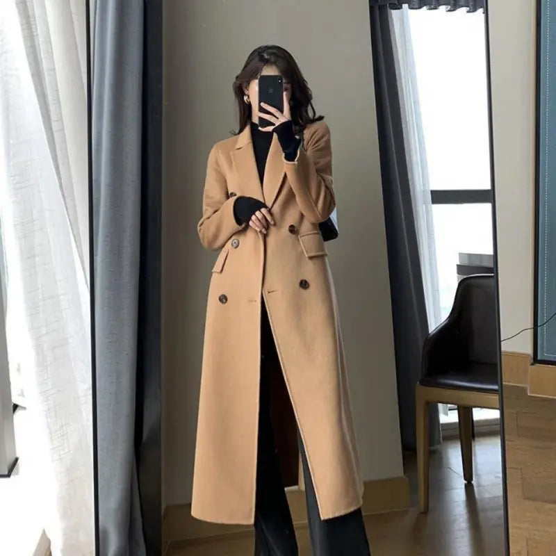 Loose Slim Fit Mid-Length Woolen Coat