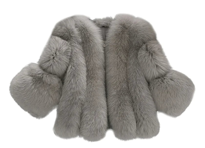 Faux Fox Fur Short Coat for Women