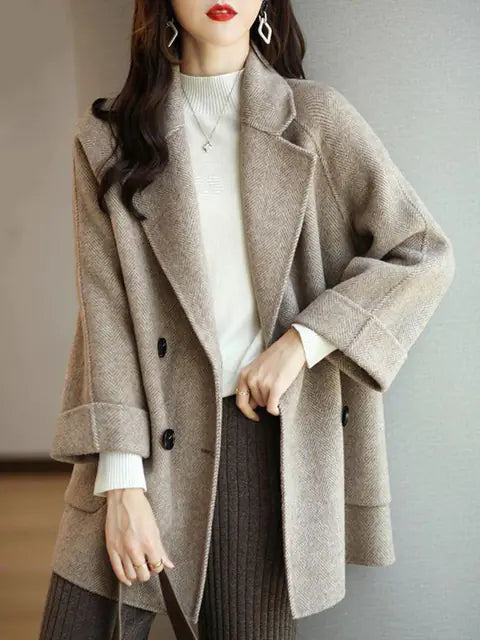 Cocoon Shape Imitation Cashmere Coat for Women