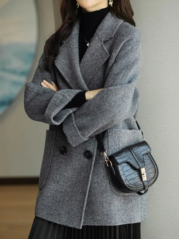 Cocoon Shape Imitation Cashmere Coat for Women