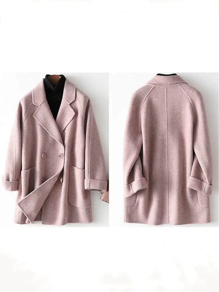 Cocoon Shape Imitation Cashmere Coat for Women