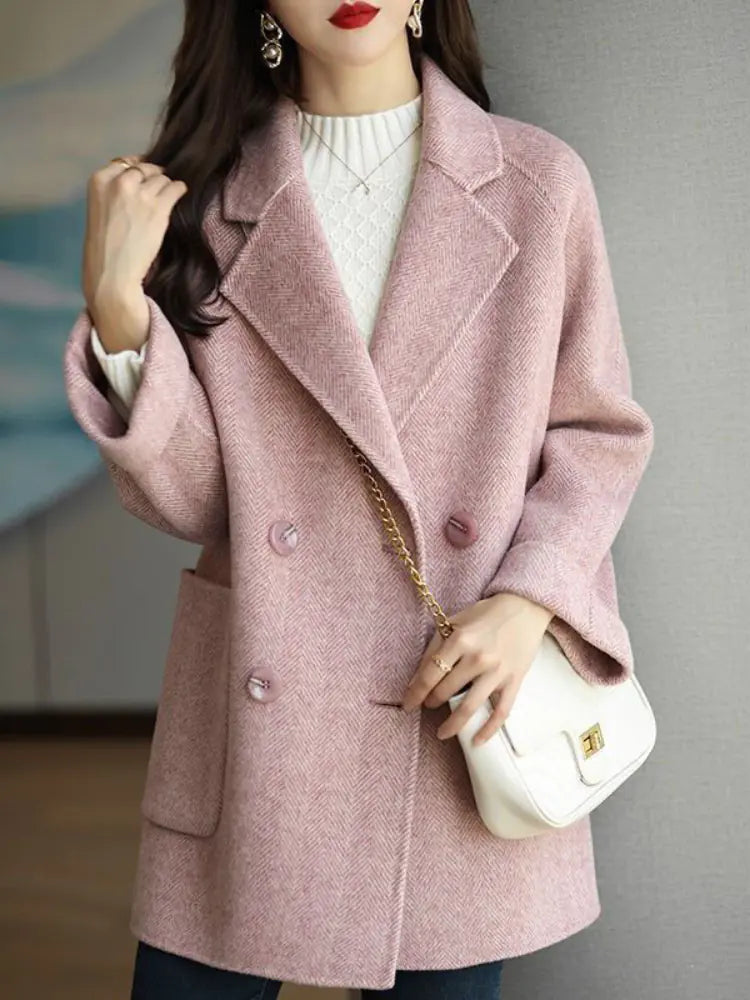 Cocoon Shape Imitation Cashmere Coat for Women