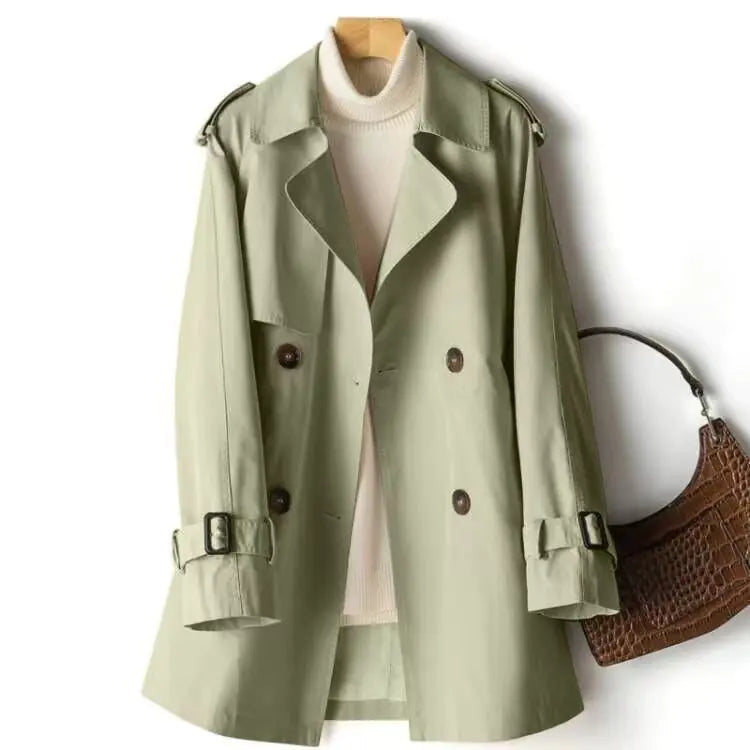 Versatile Mid-Length Waist Wrap Coat for Women